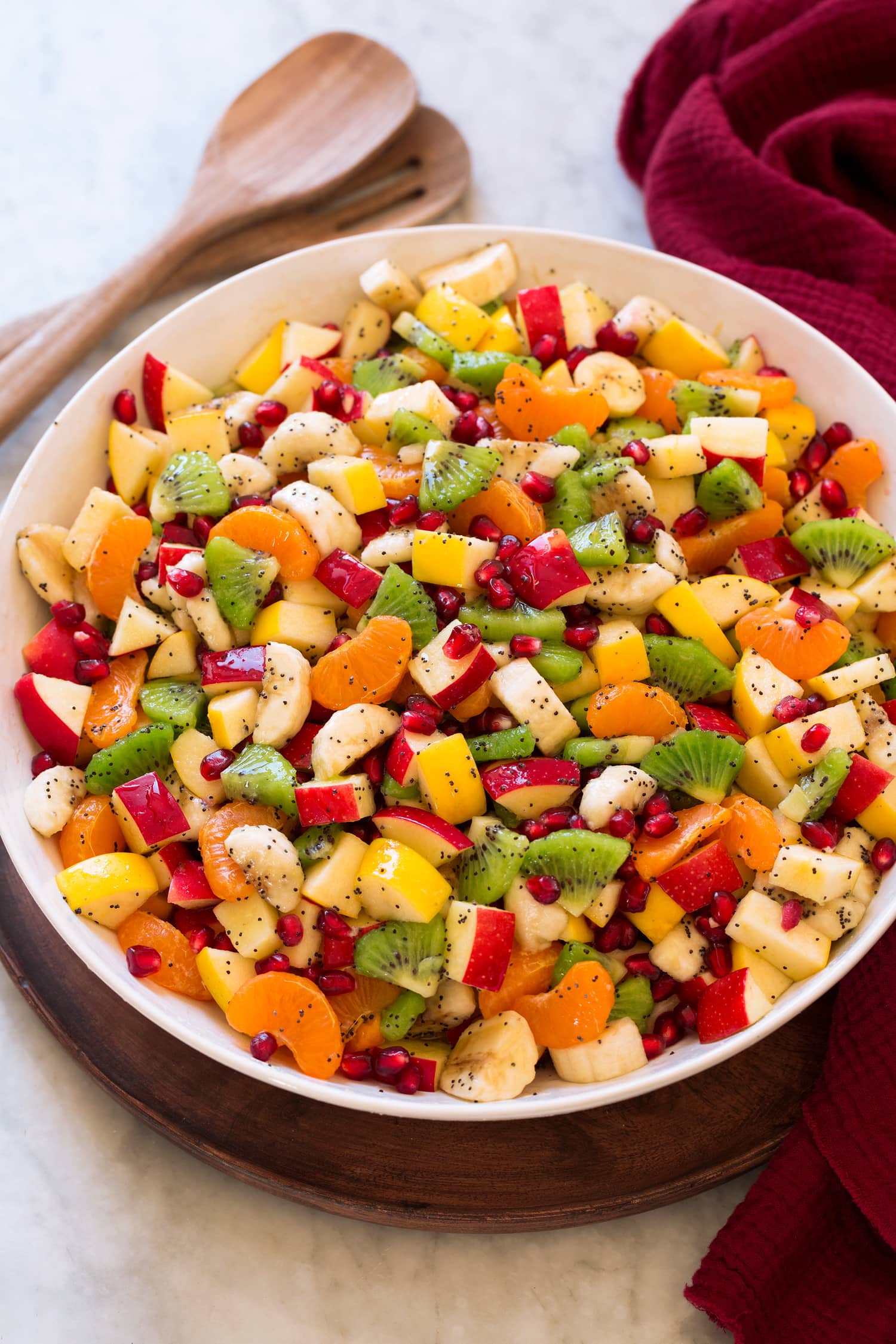 Vibrant Winter Fruit Salad: Apples, Kiwi, Pomegranate & Zesty Lemon Poppy Seed Dressing